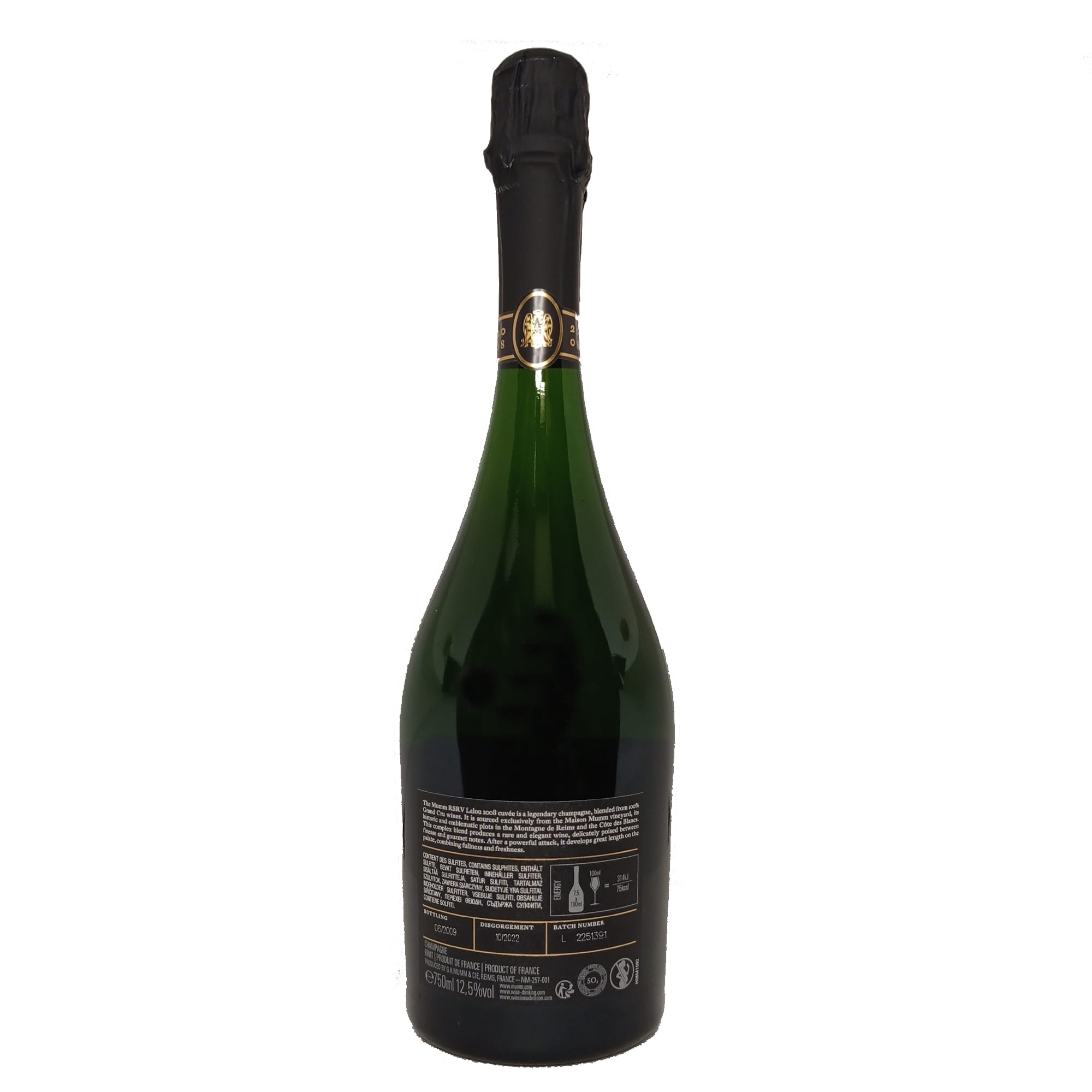 RSRV Mumm Champagne Brut Couvèe Lalou 2008 (Astucciato