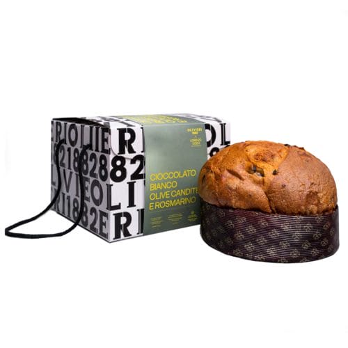 Panettone Cioccolato Bianco Olive Candite e Rosmarino Scatola - Olivieri 1882 1Kg